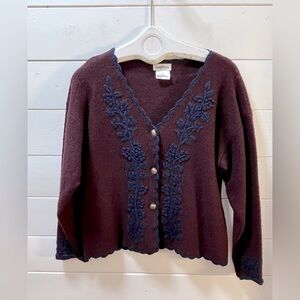 ❣️LAURA PETITES Burgundy Vintage Wool Cardigan - Size S